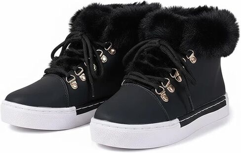 Women'S Flat Lace-Up Snow Ankle Boots Fashionable Winter Warm Thick-Soled Non-Slip Plush Lined Work Boots Comfortable Casual Snow Boots in Saudi Arabia