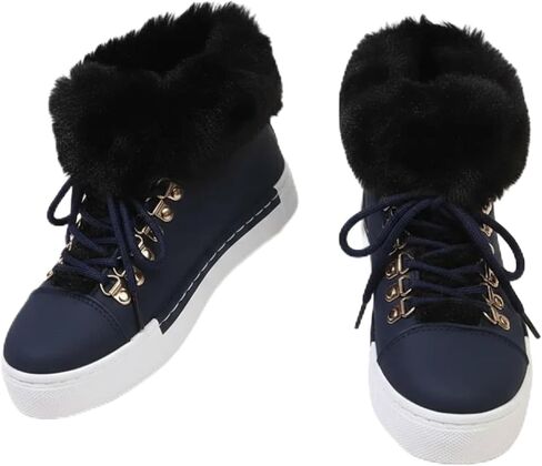 Women'S Flat Lace-Up Snow Ankle Boots Fashionable Winter Warm Thick-Soled Non-Slip Plush Lined Work Boots Comfortable Casual Snow Boots in Saudi Arabia
