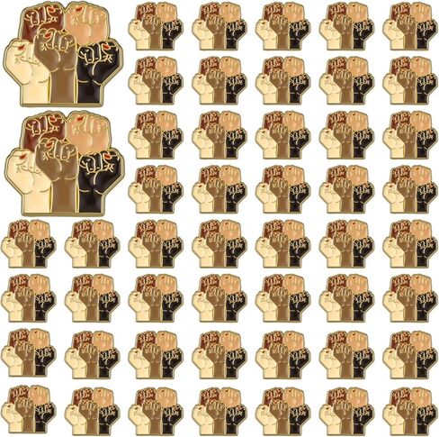 24 Pcs Enamel Pin Brooch Together Raised Fist Enamel Lapel Pin Badge Black History Month Brooch African American Resist Protest for Jackets Backpacks Bags Hats Tops in Kuwait
