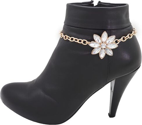 Women Fashion Boot Chains Bracelet Metal Chain Heels Shoe Silver Flower Anklet Charm Gold Color in Saudi Arabia