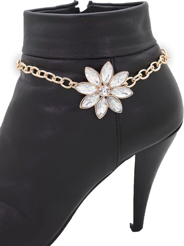 Women Fashion Boot Chains Bracelet Metal Chain Heels Shoe Silver Flower Anklet Charm Gold Color in Saudi Arabia