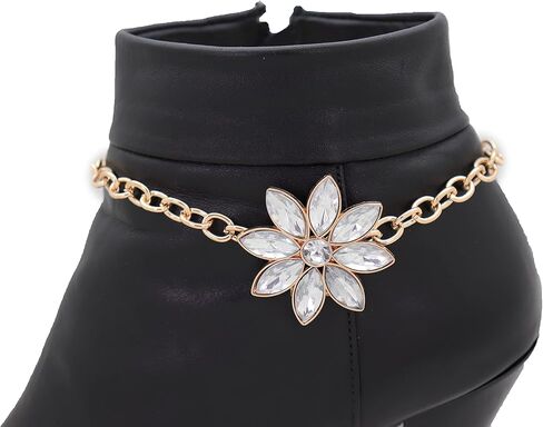 Women Fashion Boot Chains Bracelet Metal Chain Heels Shoe Silver Flower Anklet Charm Gold Color in Saudi Arabia