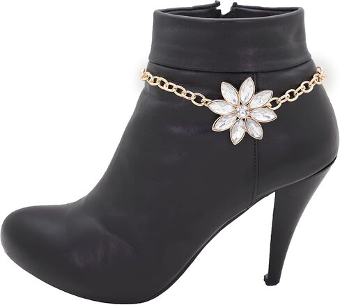 Women Fashion Boot Chains Bracelet Metal Chain Heels Shoe Silver Flower Anklet Charm Gold Color in Saudi Arabia