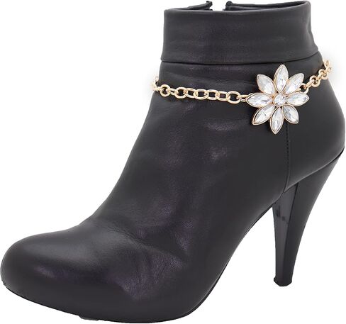 Women Fashion Boot Chains Bracelet Metal Chain Heels Shoe Silver Flower Anklet Charm Gold Color in Saudi Arabia