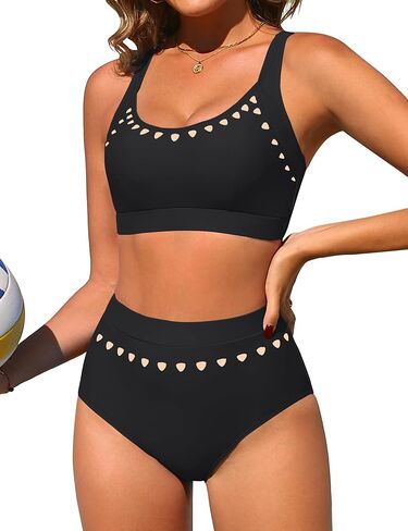 BMJL High Waisted Bikini Sets for Women 2 Piece Push Up Swimsuits Sporty Scoop Neck Bathing Suit in Saudi Arabia