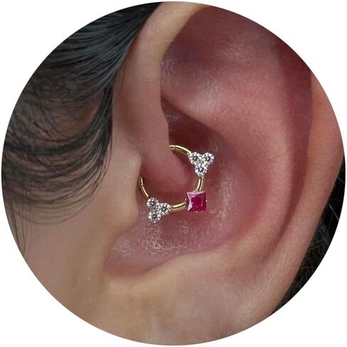 16G الحاجز الدائري 5A الوردي تشيكوسلوفاكيا التيتانيوم Daith هوب القرط الفضة متمحور اللولب الغضروف هوب سلس الزنمة هوب الذهب الحاجز الفرس هيبوالرجينيك ثقب المجوهرات للنساء in Saudi Arabia