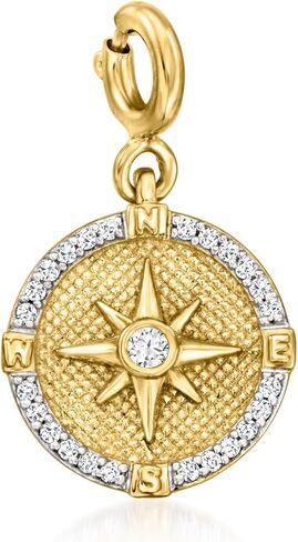 Ross-Simons 0.10 ct. t.w. Diamond Compass Charm in 18kt Gold Over Sterling in Saudi Arabia