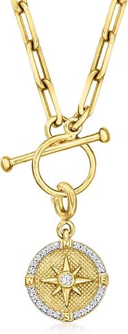 Ross-Simons 0.10 ct. t.w. Diamond Compass Charm in 18kt Gold Over Sterling in Saudi Arabia
