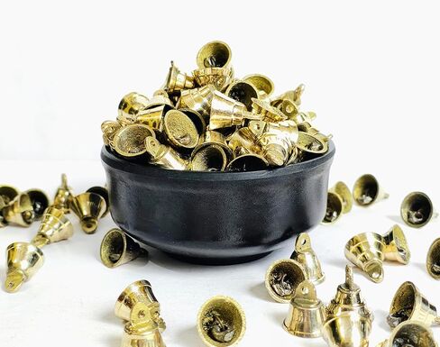 Brass 1 inch Golden Miniature Small Bells for Crafting Decoration Mix Assorted Designs Temple Bell for Decor Jingle Bells for Christmas (Brass, 12) in Saudi Arabia