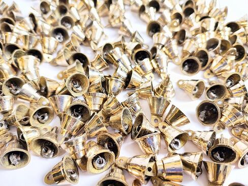 Brass 1 inch Golden Miniature Small Bells for Crafting Decoration Mix Assorted Designs Temple Bell for Decor Jingle Bells for Christmas (Brass, 12) in Saudi Arabia