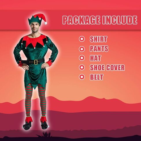 Christmas Adult Elf Santa Helper Costume Full Set Green Cosplay Party for Family in Saudi Arabia