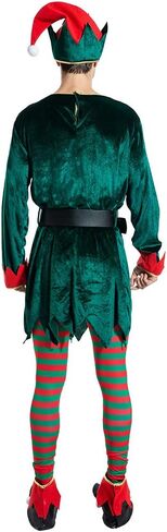 Christmas Adult Elf Santa Helper Costume Full Set Green Cosplay Party for Family in Saudi Arabia