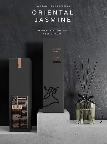 BONSOIR Premium Natural Alcohol-Free Reed Diffuser Set 60 ml (2 oz) with Long Lasting Fragrance | Perfect for Bedroom, Office, Bathroom and Living Space (Oriental Jasmine), Soft Yellow in Saudi Arabia