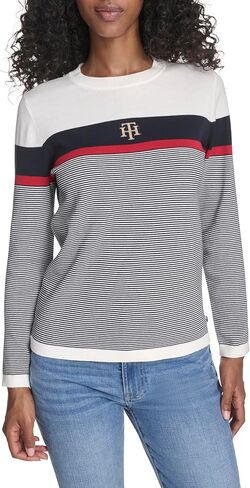 Tommy Hilfiger Womens Long Sleeve Cotton Crewneck Pullover Sweater in Saudi Arabia