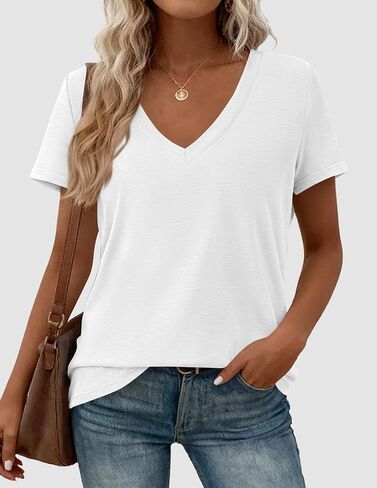 PRETTYGARDEN Oversized Tshirts Shirts for Women Summer Tops 2026 Casual Short Sleeve V Neck Loose Basic Tees Spring Clothes in Saudi Arabia