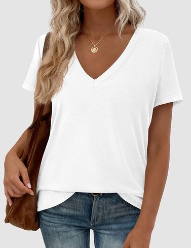 PRETTYGARDEN Oversized Tshirts Shirts for Women Summer Tops 2026 Casual Short Sleeve V Neck Loose Basic Tees Spring Clothes in Saudi Arabia