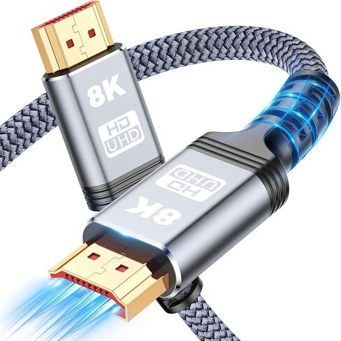 8K 10K 4K HDMI Cable 48gbps 3.3ft ، معتمدة للغاية عالية السرعة HDMI Cable Cord-4K@120Hz 8K@60Hz ، DTS: X ، HDCP 2.2 و 2.3 ، HDR 10 متوافق مع ROKU TV/PS5/HDTV/Blu-ray in Kuwait