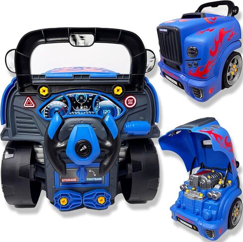 Interactive Large Truck Engine Toy for Kids – Complete Mechanic Repair Kit with Removable Parts, Lights, Sounds, Tools, Engine Builder for Kids in Kuwait