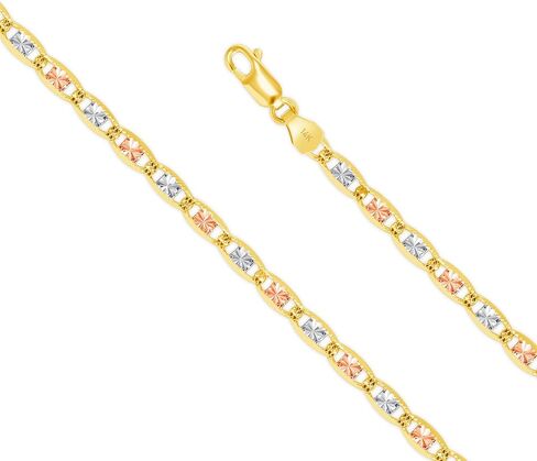 14K Solid Tri-Color Valentino Star Chain for Women & Men, 2mm-6mm, 16"-30" in Saudi Arabia