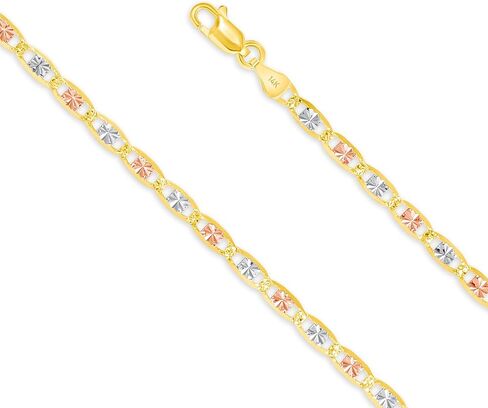 14K Solid Tri-Color Valentino Star Chain for Women & Men, 2mm-6mm, 16"-30" in Saudi Arabia
