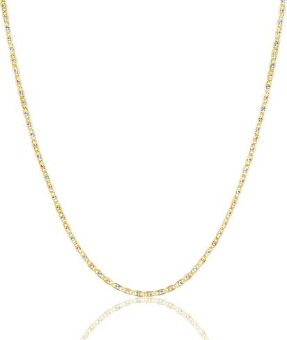 14K Solid Tri-Color Valentino Star Chain for Women & Men, 2mm-6mm, 16"-30" in Saudi Arabia
