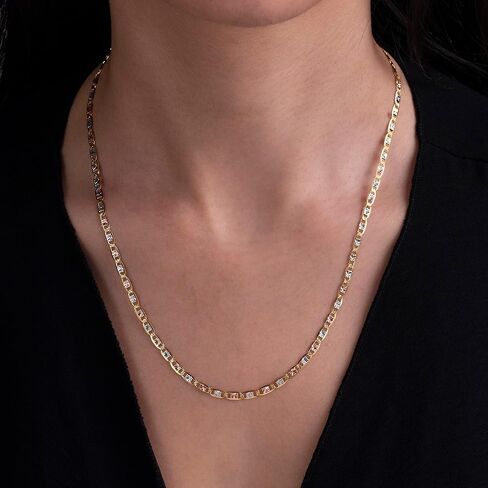 14K Solid Tri-Color Valentino Star Chain for Women & Men, 2mm-6mm, 16"-30" in Saudi Arabia