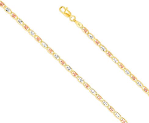 14K Solid Tri-Color Valentino Star Chain for Women & Men, 2mm-6mm, 16"-30" in Saudi Arabia