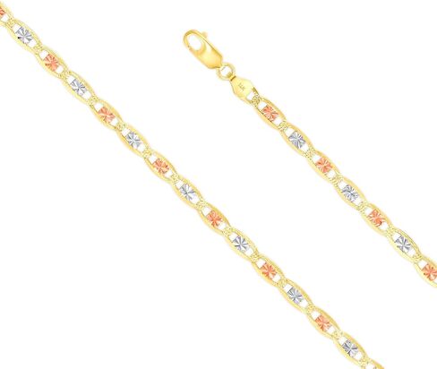 14K Solid Tri-Color Valentino Star Chain for Women & Men, 2mm-6mm, 16"-30" in Saudi Arabia