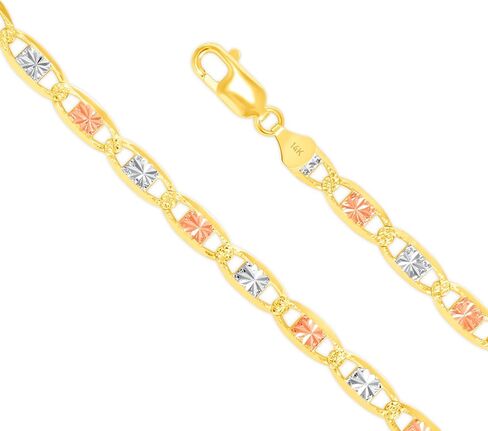 14K Solid Tri-Color Valentino Star Chain for Women & Men, 2mm-6mm, 16"-30" in Saudi Arabia