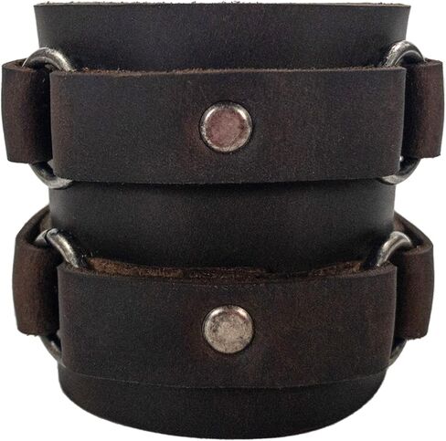 Hide & Drink, Adjustable 4 Ring Cuff Handmade from Full Grain Leather - Bourbon Brown in Saudi Arabia