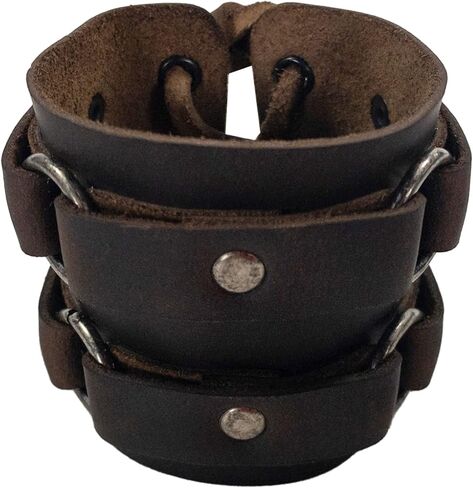 Hide & Drink, Adjustable 4 Ring Cuff Handmade from Full Grain Leather - Bourbon Brown in Saudi Arabia