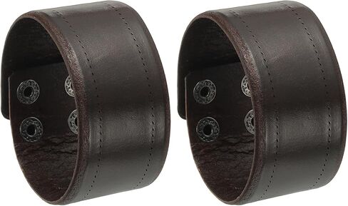 PATIKIL Wide Simple Leather Wristbands, Vintage Adjustable Cuff Bracelets Wide Leather Adjustable Cuff in Saudi Arabia