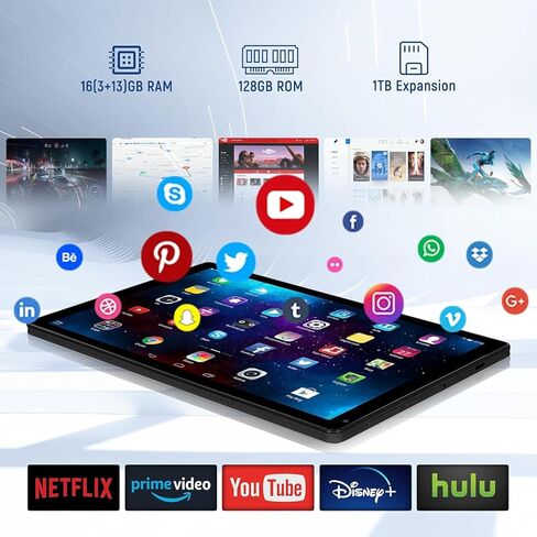 Tablet ، 10.36 '' Android 14 tablet with 16GB RAM 128GB ROM 1TB TF CARD قابلة للتوسيع ، أو ثماني النواة ، Widevine L1 ، 1280 * 800 HD HD ، معرف الوجه ، Wi-Fi 6 ، شحن سريع in Kuwait