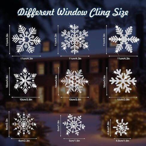 222PCS Glitter Snowflake Window Clings, 6 Sheet Christmas Decorations, Christmas Window Clings Decals for Winter Home Office Decor Xmas Decorations in Saudi Arabia