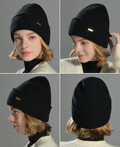 jaxmonoy 100% Merino Wool Knit Winter Beanie Hats for Women Men Soft Warm Double Layer Slouchy Knitted Beanie Skull Cap in Saudi Arabia