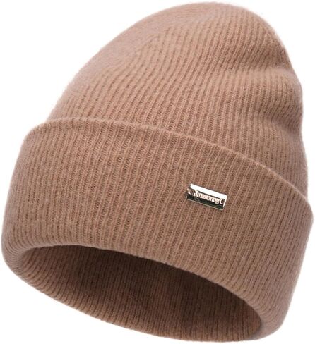 jaxmonoy 100% Merino Wool Knit Winter Beanie Hats for Women Men Soft Warm Double Layer Slouchy Knitted Beanie Skull Cap in Saudi Arabia