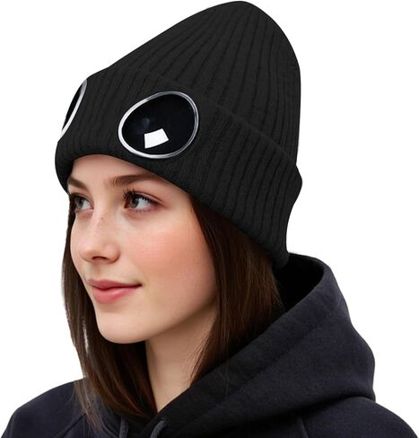 Unisex Winter Beanie with Fixed Goggles, Double-Layer Knit Hat with Soft Fleece Lining, Warm Windproof Skull Cap in Saudi Arabia