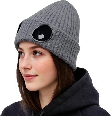 Unisex Winter Beanie with Fixed Goggles, Double-Layer Knit Hat with Soft Fleece Lining, Warm Windproof Skull Cap in Saudi Arabia