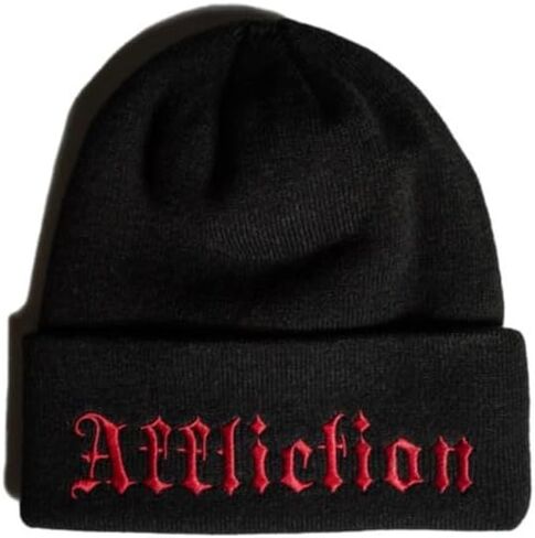 قبعة صغيرة للرجال من Affliction، تصميم جمجمة، نمط قوطي، قبعة شتوية متماسكة قابلة للعكس بنمط قبلي in Kuwait