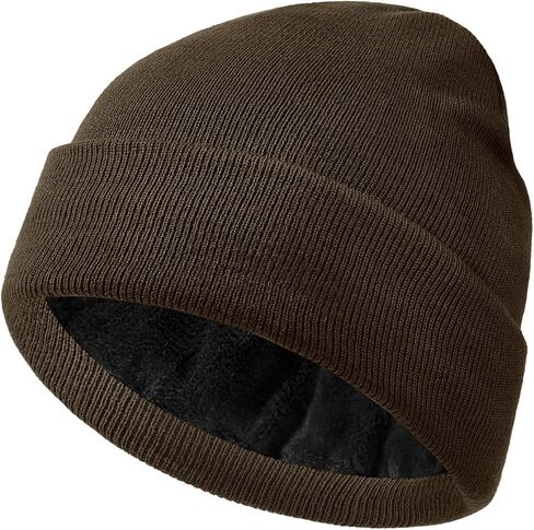 Zando Fleece Lined Beanie for Men & Women - Warm Winter Hats Thermal Running Beanie Soft Thick Knit Hat for Cold Weather Wear in Saudi Arabia