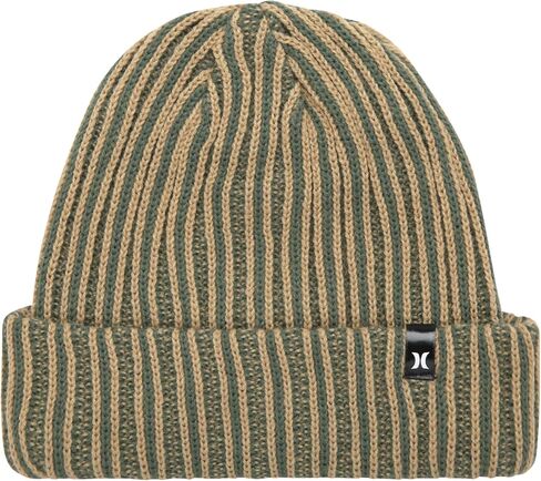 Hurley Mens Beanie - Two Tone Double Layered Cable Knit Acrylic Beanie for Men - Deep Fit Winter Hat Beanies for Men in Saudi Arabia