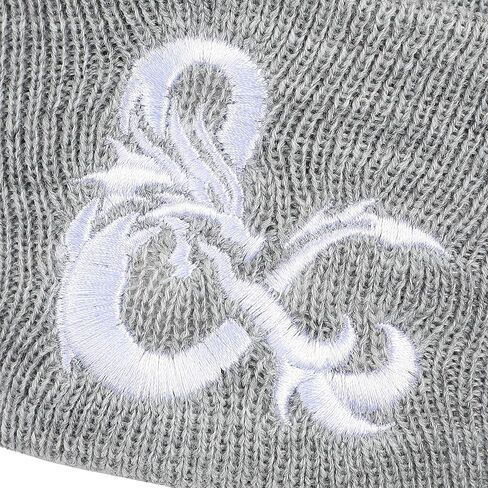 Dungeons & Dragons Ampersand Logo Embroidery Heather Gray Acrylic Knit Cuff Beanie in Saudi Arabia
