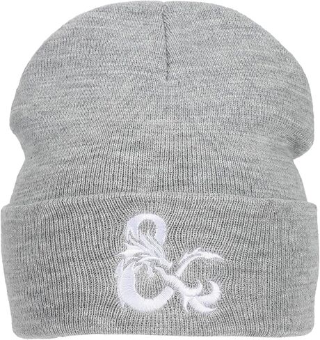 Dungeons & Dragons Ampersand Logo Embroidery Heather Gray Acrylic Knit Cuff Beanie in Saudi Arabia