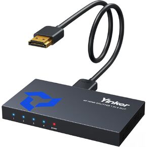 4K HDMI Splitter 1 in 2 Out + HDMI Cable, Yinker 2 Way HDMI Splitter for Dual Monitors 1x2 4Kx2K@30Hz w/AC Adapter, Mirror Duplicate for PS4 Fire Stick HDTV in Kuwait