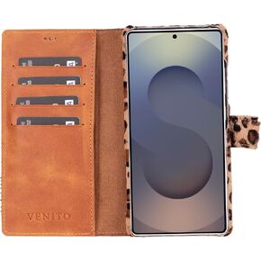 علبة الهاتف فينيتو فلورنسا للمحفظة المتوافقة مع سامسونج جالاكسي S24 (6.2 بوصة) - آمنة إضافية مع حظر RFID - محفظة هاتف قابلة للفصل (بني عتيق) in Kuwait