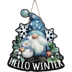 Winter Knitted Hat Front Door Sign, Farmhouse Beanie Wood Hanger Outdoor Outside Porch Home Decor, Rustic Christmas Wooden Wreath Indoor Wall Hanging Decoration in Kuwait