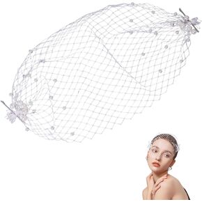 CHGCRAFT قفص الطيور الوجه الحجاب اللؤلؤ Fasacinator شبكة بيضاء الدانتيل مع اللؤلؤ عقال الحجاب قبعة Fascinator للنساء حفل الشاي حفل عشاء عيد الفصح الزفاف الزفاف in Kuwait
