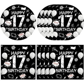 13th Birthday Party Supplies Black Themed 13th Disposable Tableware Decorations Plates Napkins Set for Kids Boys Teenager Favors in Kuwait