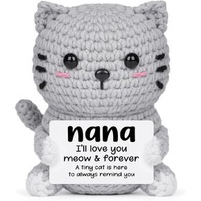 AceThrills Nana Gifts, Birthday Gifts for Nana from Granddaughter Grandson, Grandma Gift Handmade Emotional Positive Mini Crochet Cat in Kuwait