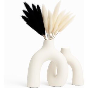 Matte Black Ceramic Vase Set - Modern Hug Donut Ceramic Vases by JAS & JAX GOODS, Minimalistic Nordic Home Decor Centerpiece for Console Tables, Living Room, Bookshelf, or Fireplace Mantel in Saudi Arabia